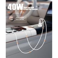 2Pack 40W Car Charger USB C, 2-Port Type C Car Charger Fast Charging Adapter for iPhone 16 15 Pro Ma