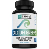 Zhou Calcium Greens Kalsium untuk Wanita & Lelaki dengan port D3 B, mengandungi Alga & K2 & D Berasa