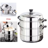 New Kitchen Home Double Layer Steamer Pot 26cm with Safety Double Handle