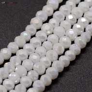 BeeBeecraft 1 Strand Electroplate Glass Bead Strands Rondelle Faceted Pearl Luster Plated White 3x2mm Hole: 1mm; about 150pcs/strand 12.4 inches for Jewelry Making