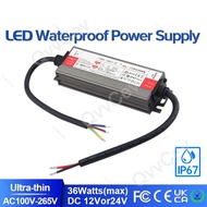 36w LED Driver DC12V DC24V IP67 Waterproof Lighting Transformers for Outdoor Lights Power Supply AC1