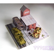 [777 Paper Model] World War II Military Scene Series 1943 Train Station 1/87 1/64 1/72 1/76