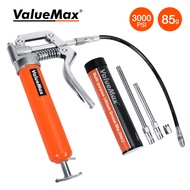 ValueMax Mini Grease Gun Kit (3000 PSI) with 3 OZ Grease 12'' Flexible Hose 5'' &amp; 3” Extension Tubes  Pistol Grip Reinforced Construction Fit for Automotive Marine Industrial