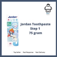 Jordan ToothpasteStep 1 0-5 Years Strawberry & And Step 2 6-12 years Grape flavor 75gr 75 gram