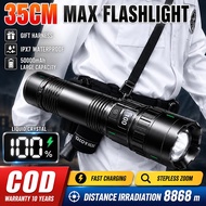 【35CM MAX FLASHLIGHT】LCD zoom lampu suluh terang jarak jauh torch light super bright 100000lm flashl