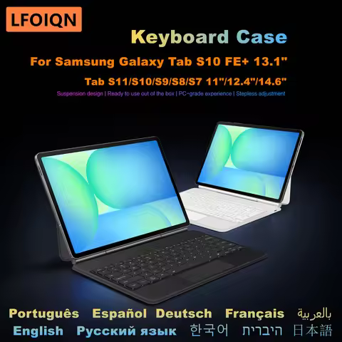 LFOIQN Keyboard Case For Samsung Galaxy Tab S10 FE+ 13.1 inch S9 S10 FE Plus Smart Book Cover S11+ S