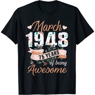 March 1948 75Th Birthday Shirt 75 Years Old Design Tee T-Shirt
