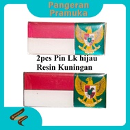 Pin LK Hijau 2pcs Resin Kuningan Bendera Garuda Paskibra