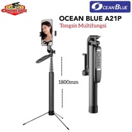 OCEANBLUE Tripod Bluetooth Remote Tongsis Selfie Stick LED A21P 180 CM Stabilizer Gimbal Manual