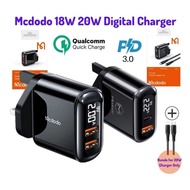 Mcdodo 20W Charger 20W PD + QC Travel Charger 18W Dual USB Charger Type C To Ip
