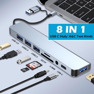 HUB 8 in 1 Type C to USB 3.0 3.5MM Audio TF SD Card Reader Adapter Hub Docking Station