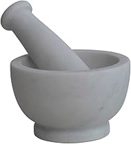 Creative Co-Op Marble Mortar and Pestle, White Kitchen Utility