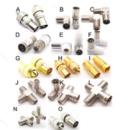 RF Male/Female to TV F/F Coax Adapter 90° Right-Angle/Straight F-Type