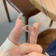 Cross-Border Egg-Shaped Hot-Selling Ring 5S925 Moissanite 1 Ring Red Oval 7 Moissanite Carat * Sterl