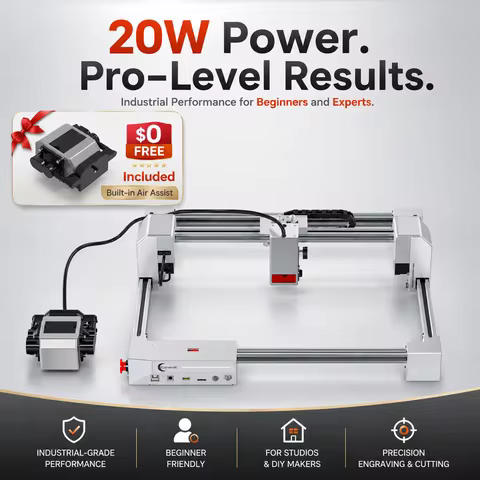 Carverall JL9 20W Laser Engraver Cutter, 300x300mm Desktop CNC Engraving Machine, Dual-Motor Air Ass