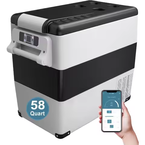 Portable 12 Volt Car Fridge for Camping Truck RV Van Camper Boat Travel 58 Quart 55L Electric Cooler