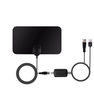 Digital Indoor HDTV Antenna UHF/VHF Black Film Thin TV Antenna with Amplifier F Male IEC Tuner