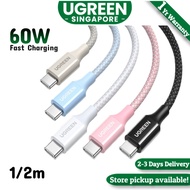 UGREEN 60W USB C to USB C Charger Cable, Type C PD Fast Charging Braided Cord, Compatible with iPhon