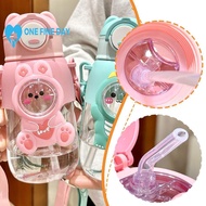 【hot】children's Plastic Straw Water Cup 660ml Cute Student Anti-fall Cup And Cartoon Portable E8n0