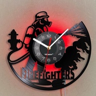LED Luminous Vinyl Turntables Clock Battery Operated 30 cm Radio Watches Led Stripes Firefighter Dec