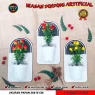 Hiasan Dinding Tanaman Artificial Rak Pot 3d Vertical Garden Unik Gantung Tempel bingkai kayu dekor