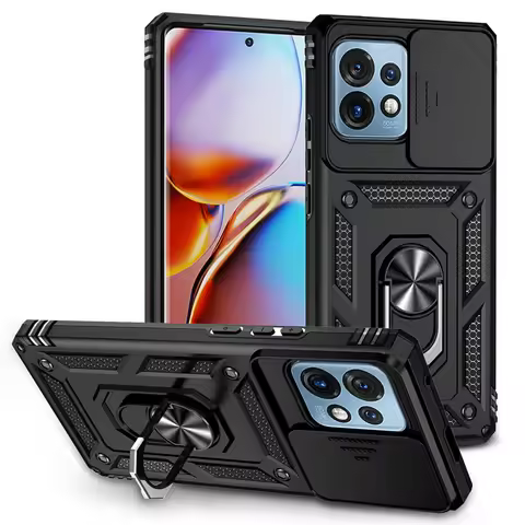 For Motorola X40 Pro Case Slide Window Lens Protection Phone Cover For Moto Edge plus 2023 Ring Hold