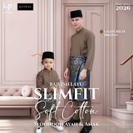 QAYRAA 2026🪔LIGHT RICH BROWNBaju Melayu Soft Cotton Slim Fit Cekak Musang Ayah dan Anak Sedondon Fam
