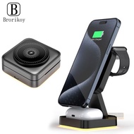 3 in 1 Magnetic Wireless Charger Stand Dock For Phone 17 16 15 Samsung Induction Fast Charging Stati