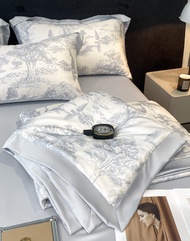 Summer Machine Washable Ice Silk Summer Blanket Four-Piece Set Cool Feeling Silky Sleep Naked Air Co