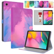 For Samsung Galaxy Tab A 10.1inch 2019 SM-T510 SM-T515 Tablet Casing Gradient Rainbow Color Leather Case Card Storage Flip Stand Soft Silicone Shell Shockproof Protective Cover