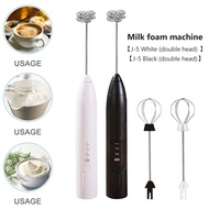 USB speed adjustable milk frother, handheld electric frother, rechargeable blender with 2 replacemen