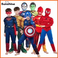 Captain America Muscle Costume Superhero Movie Spiderman Thor Hulk Cosplay Costume Muscle Uniform Halloween for Kid