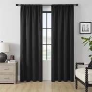 1PC Rod Pocket Windows Curtain Opaque Blinds Curtain All Black Curtain For Window Living Room Kitchen Curtain for Home Decor