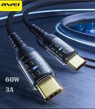 Awei CL-138L透明數據充電線 100cm Type-C to Lightning