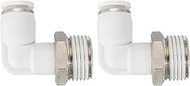 PATIKIL Push to Connect Connector, 2pcs Pneumatic Air Angle Quick Connector 3/8" PT Male Thread x 6m
