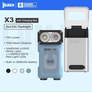 WUBEN X3 (Charging Box Version) Owl Rechargeable EDC Flashlight, White/Red Dual LED Sources, Wireles