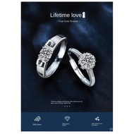 【925 Couple Ring】0.5CT Moissanite Ring Chinese Design Adjustable Fashion Ring For Lovers