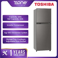 Toshiba 252L Inverter 2 Door Refrigerator GR-A28MS(DS) | Peti Sejuk | Peti Ais (Klang Valley Own Lorry Delivery)