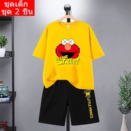 K2046+DD331 {Set Of 2 Pieces} Children's T-Shirt + Shorts Cute Cartoon Printed Soft Fabric Not Saggi