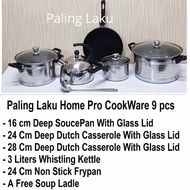 PL HOME Home Pro CookWare- Panci Set Stainless Kettle Fry Pan Non Stick 9