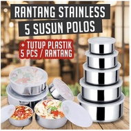 Rantang Fresh Box 5 Tiers Stainless Dining Place 5 in 1 / Fresh Box Stainless 5 tiers & cover