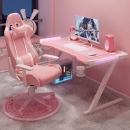 🔥Computer Chair🔥 Pink Gaming Table Computer Desktop Table Girls Household Table Live Tables and Chairs Set Combinatio