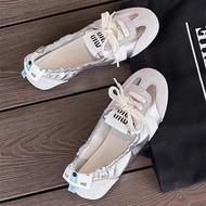 French Ballet Training Shoes Women's Flat Sole 2025 Spring New Style Lace-Up Breathable Slip-On Whit