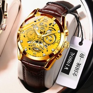 {fgngfj} OLEVO Swiss Openwork Automatic Mechanical Watch for Man Luminous Waterproof Mens Watch Leat