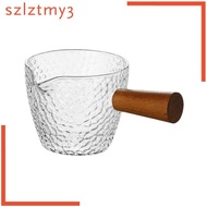 [szlztmy3] Single Pourer Espresso Glass Heat Resistant Jug with Wooden Handle for