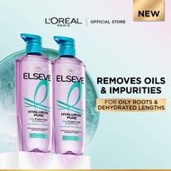 L’Oréal Paris Elseve Hyaluron Pure 72H Purifying Shampoo for Fresh Scalp & Hydrated Hair, 620ml Twin