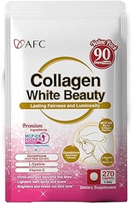 AFC Japan Collagen White Beauty with Marine Collagen Peptide, Glutathione, L-Cystine - 1.5X Better Absorption Than Other Collagen – for Skin Firmness &amp; Whitening– 90 Days Supply's