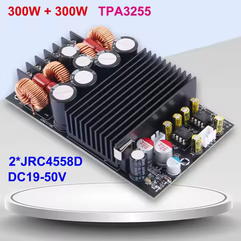 2*300W TPA3255 2*JRC4558D Stereo Digital Amplifier Board 2.0Ch PurePath Class D High Power Audio AMP