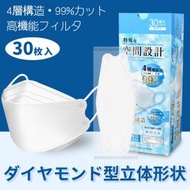 日本超輕盈特柔4層防護立體口罩（30枚獨立包裝）KN95 KF94 買3贈一！