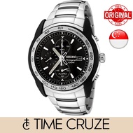 [Time Cruze] Seiko SNAB95 Alarm Chronograph Tachymeter Stainless Steel Black Dial Men Watch SNAB95P1 SNAB95P